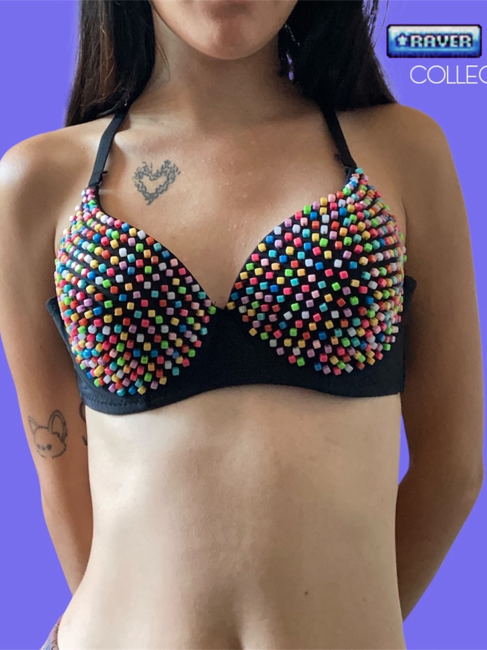 Rave iheartraves Rainbow Kandi Bra
